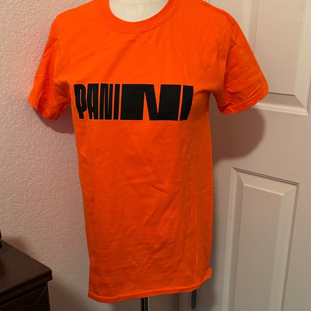 Panini Orange Short Sleeve Tee with Bold Graphic by LILNASX